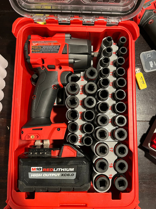 M18 Mid Torque 3/8” Impact Wrench w/ 43-Piece Impact Socket Set Packout Insert (WASH)